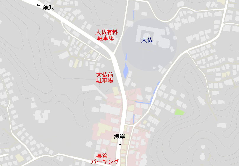 鎌倉大仏周辺の駐車場位置図