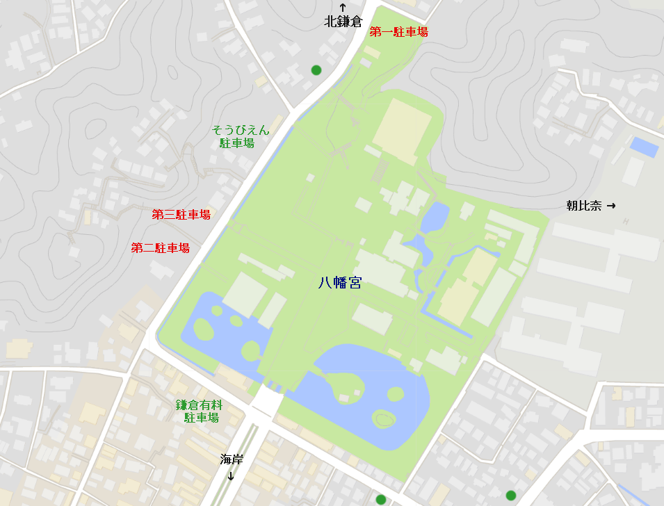 鶴岡八幡宮の駐車場位置図