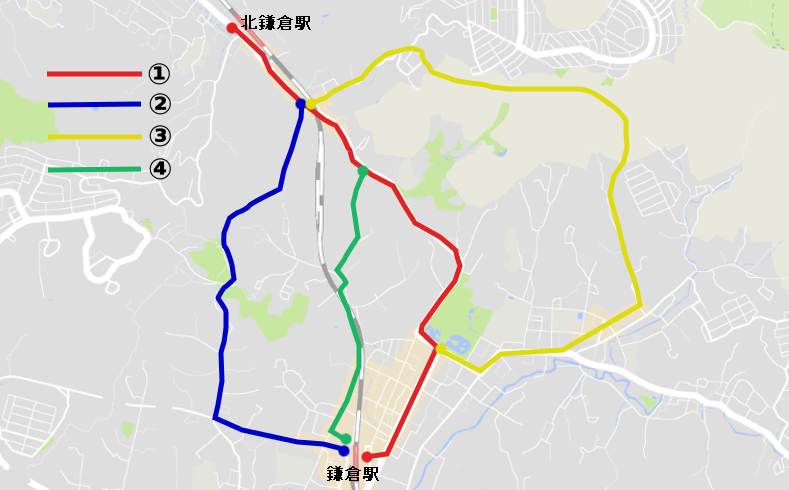 北鎌倉駅から観光をしつつ鎌倉駅方面に向かう４つのルート ぶらぶら観光マップ